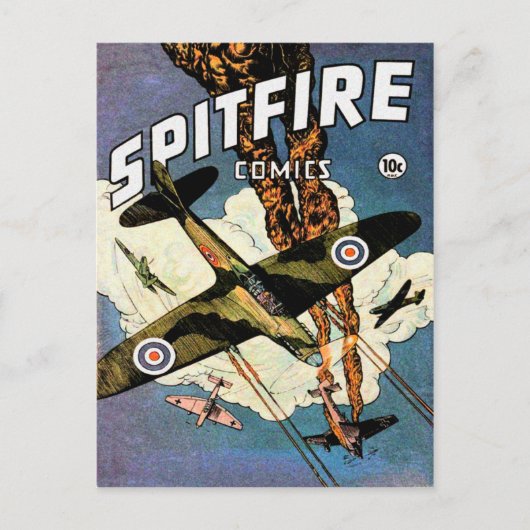 Spitfire Kampfflugzeug - Zweiter Weltkrieg Postkarte (Vorderseite)