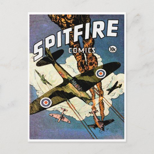 Spitfire Kampfflugzeug - Zweiter Weltkrieg Postkarte (Vorderseite)