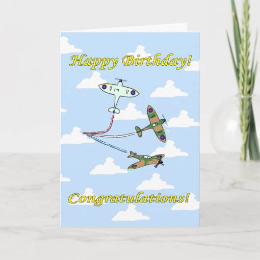 Spitfire - Luftanzeige - Geburtstag Karte (Vorderseite)