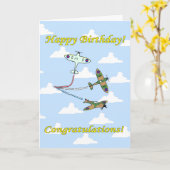 Spitfire - Luftanzeige - Geburtstag Karte (Gelbe Blume)