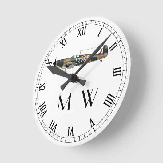 Spitfire | Mit Monogramm Überwachung Runde Wanduhr (Winkel)