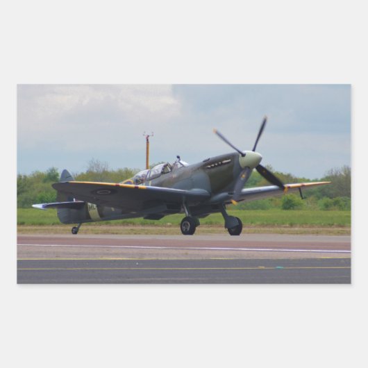 Spitfire nach Landung Rechteckiger Aufkleber (Vorderseite)