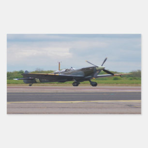 Spitfire nach Landung Rechteckiger Aufkleber