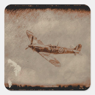 Spitfire Nostalgie Quadratischer Aufkleber