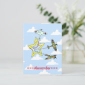 Spitfire Star Blue Sky Postcard Postkarte (Stehend Vorderseite)
