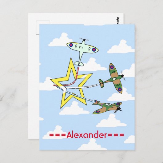 Spitfire Star Blue Sky Postcard Postkarte (Vorne/Hinten)
