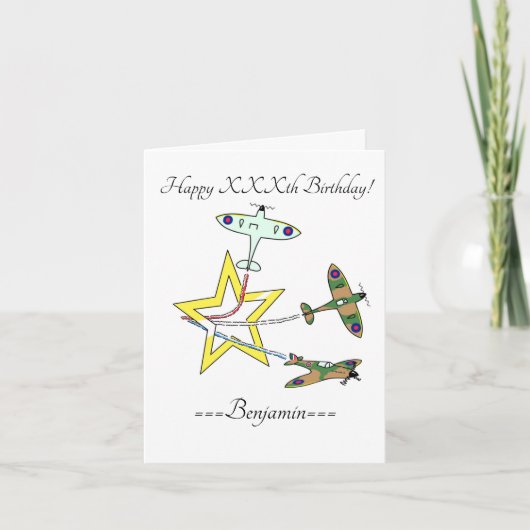 Spitfire Star Geburtstagskarte Karte (Vorderseite)