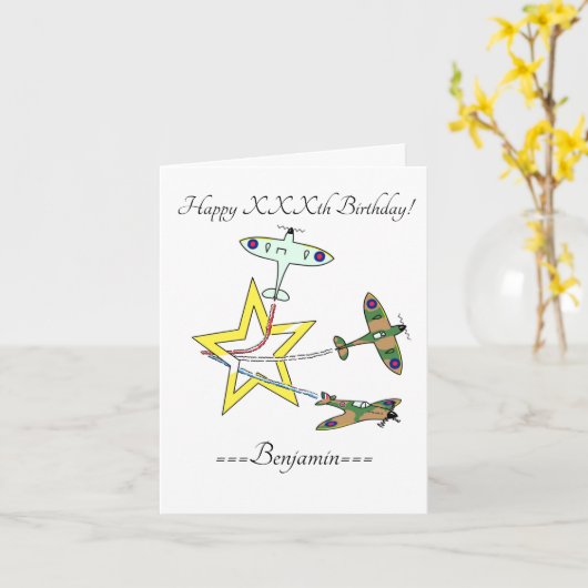 Spitfire Star Geburtstagskarte Karte (Gelbe Blume)