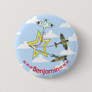 Spitfire Stern Blau Himmel 6 Cm Rundes Abzeichen Button