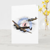 Spitfire und Lancaster Karte (Gelbe Blume)