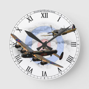 Spitfire und Lancaster Runde Wanduhr