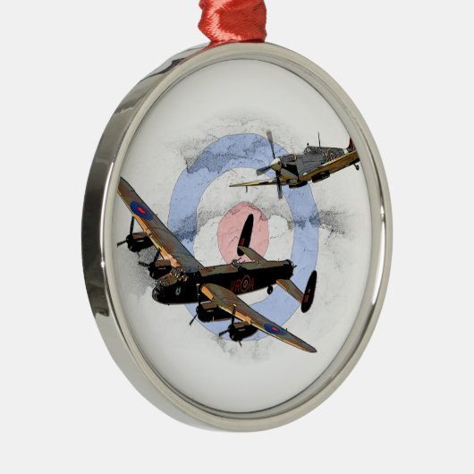Spitfire und Lancaster Silbernes Ornament (Rechts)