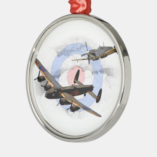 Spitfire und Lancaster Silbernes Ornament (Links)