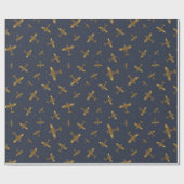 Spitfire War Flugzeug auf Navy Blue Pattern Geschenkpapier (Flach)