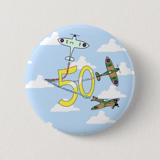 Spitfires 50. Geburtstag (Blauer Himmel) Button (Vorderseite)