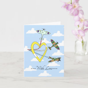Spitfires Blauer Himmel Mit Liebe Herz Karte