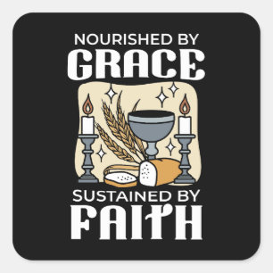 Spitueller Glaube und Gnade – Erhebend Christlich Quadratischer Aufkleber