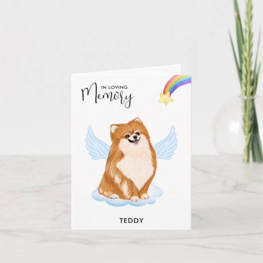 Spitz Angel Dog Memorial Pet Loss Beileid Karte (Vorderseite)