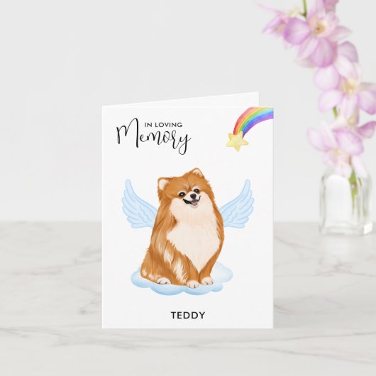 Spitz Angel Dog Memorial Pet Loss Beileid Karte (Orchidee)