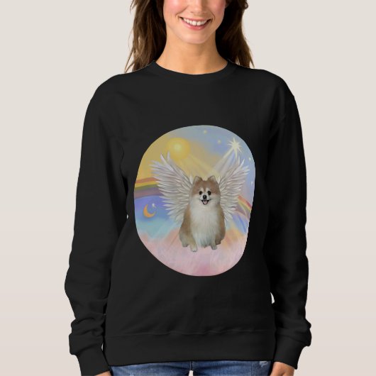 Spitz Angel in Himmelswolken Sweatshirt (Vorderseite)