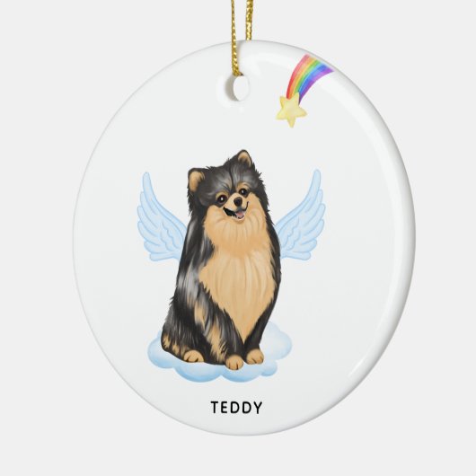 Spitz Angel Personalisiert Dog Pet Memorial Keramik Ornament (Links)