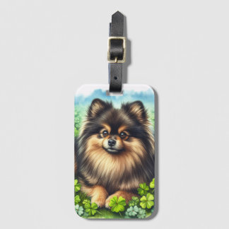 Spitz Aquarell  Kleeblatt Gepäckanhänger