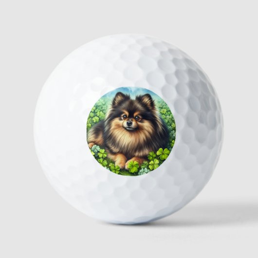 Spitz Aquarell Kleeblatt Golfball (Vorderseite)