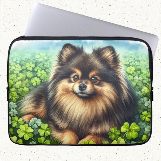 Spitz Aquarell Kleeblatt Laptopschutzhülle