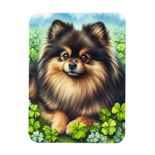 Spitz Aquarell Kleeblatt Magnet (Vertikal)