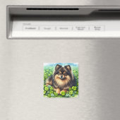 Spitz Aquarell  Kleeblatt Magnet (In Situ (Geschirrspüler))