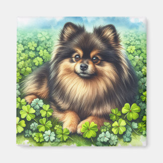 Spitz Aquarell Kleeblatt Magnet
