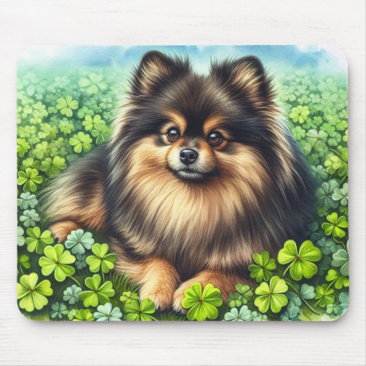 Spitz Aquarell  Kleeblatt Mousepad (Vorne)