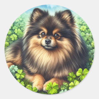 Spitz Aquarell Kleeblatt Runder Aufkleber