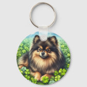 Spitz Aquarell Kleeblatt Schlüsselanhänger (Rückseite)