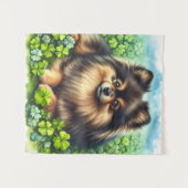 Spitz Aquarell  Kleeblatt Wandteppich (Vorderseite (Horizontal))