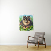 Spitz Aquarell  Kleeblatt Wandteppich (Beispiel)