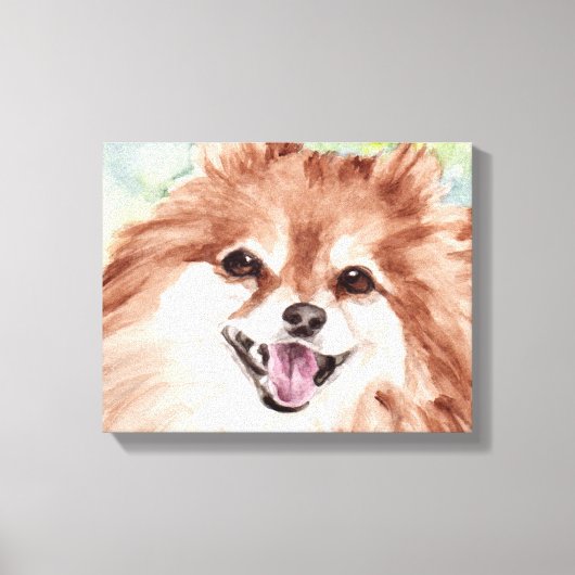 Spitz Aquarelldruck Leinwanddruck (Vorderseite)