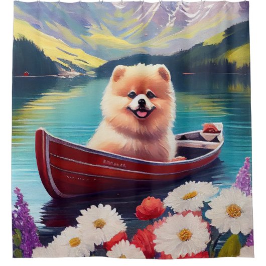 Spitz auf dem Paddle: Ein Landschaftliches Abenteu Duschvorhang (Vorderseite)