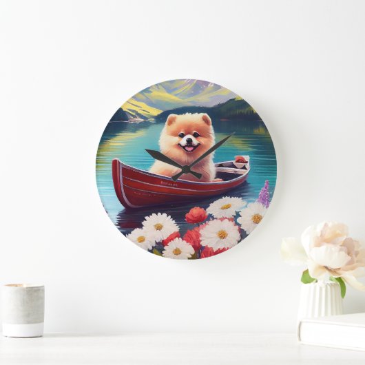 Spitz auf dem Paddle: Ein Landschaftliches Abenteu Große Wanduhr (Zuhause)