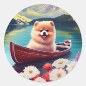 Spitz auf dem Paddle: Ein Landschaftliches Abenteu Runder Aufkleber (Vorderseite)