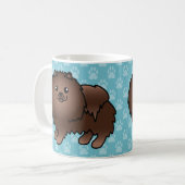 Spitz aus braunem Coat Hunde auf blau Kaffeetasse (Vorderseite Links)