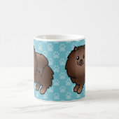 Spitz aus braunem Coat Hunde auf blau Kaffeetasse (Mittel)