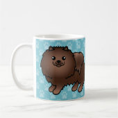 Spitz aus braunem Coat Hunde auf blau Kaffeetasse (Links)