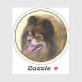 Spitz Black and Tan Malerei Original Hunde Kunst Aufkleber (Blatt)