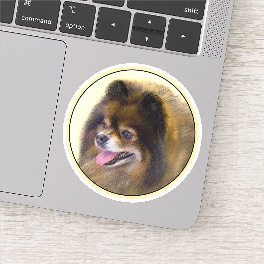 Spitz Black and Tan Malerei Original Hunde Kunst Aufkleber (Detail)