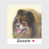 Spitz Black and Tan Malerei Original Hunde Kunst Aufkleber (Blatt)