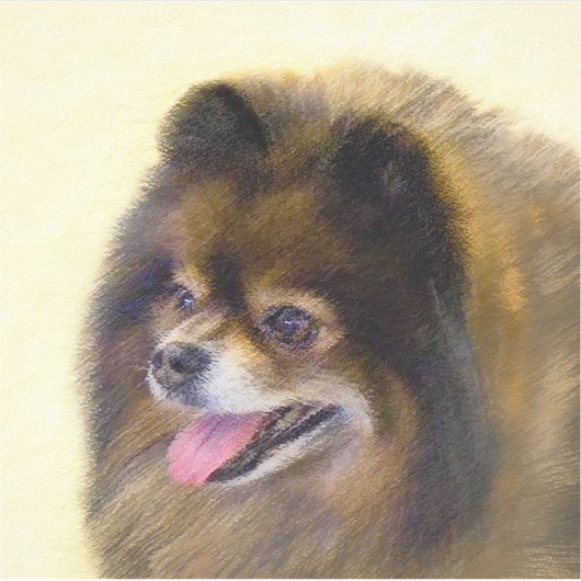 Spitz Black and Tan Malerei Original Hunde Kunst Aufkleber (Vorderseite)