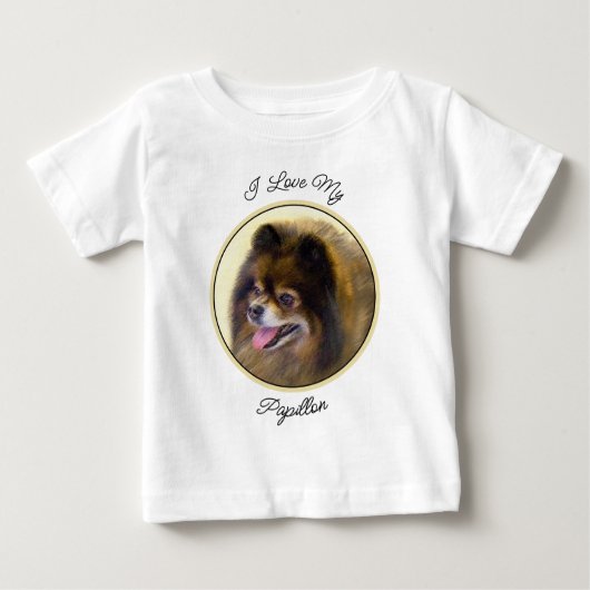 Spitz Black and Tan Malerei Original Hunde Kunst Baby T-shirt (Vorderseite)