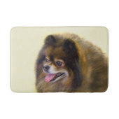 Spitz Black and Tan Malerei Original Hunde Kunst Badematte (Vorderseite)