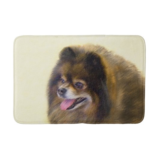 Spitz Black and Tan Malerei Original Hunde Kunst Badematte (Vorderseite)